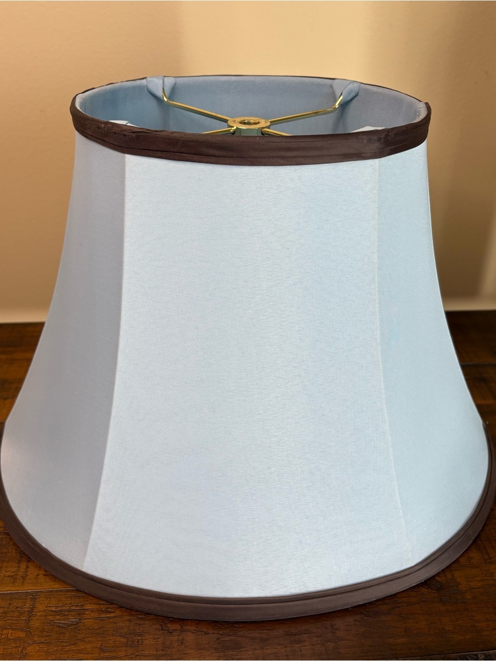 Light Blue Baby Blue Square Bell Fabric Lamp Shade With Black Trim